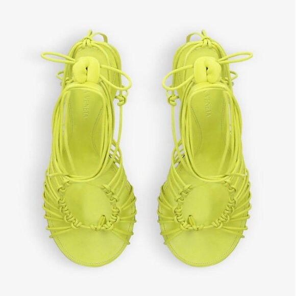 Bottega Veneta Lime Green Strappy Lace-Up Sandals - Picture 4 of 4